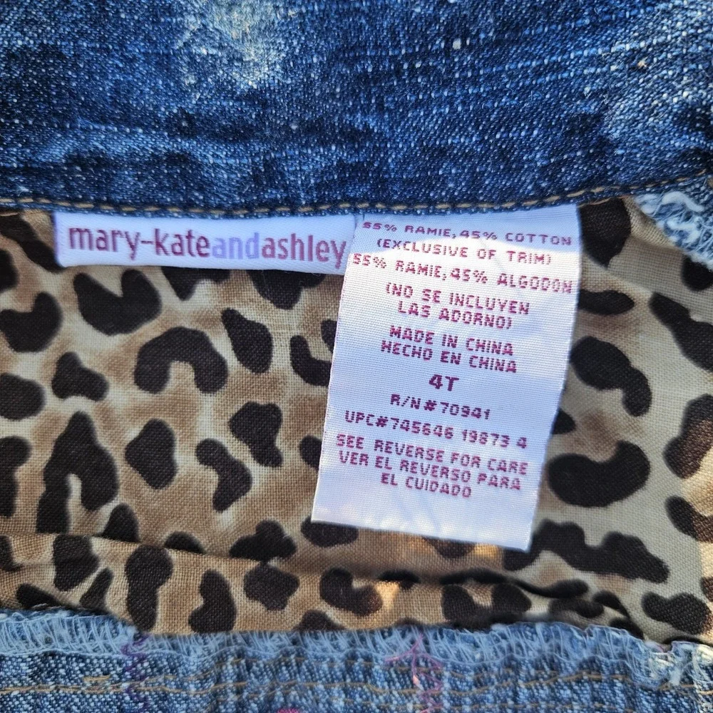 Vintage Y2K Mary‎ Kate Ashley Denim Patchwork Embroidered Girls Jacket Velvet 4t